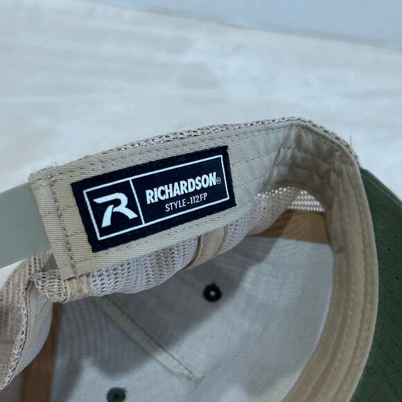 Richardson Cap Hat Unisex Snapback Tan Sewee Outpost Leather Emblem Patch Cap - Picture 6 of 10